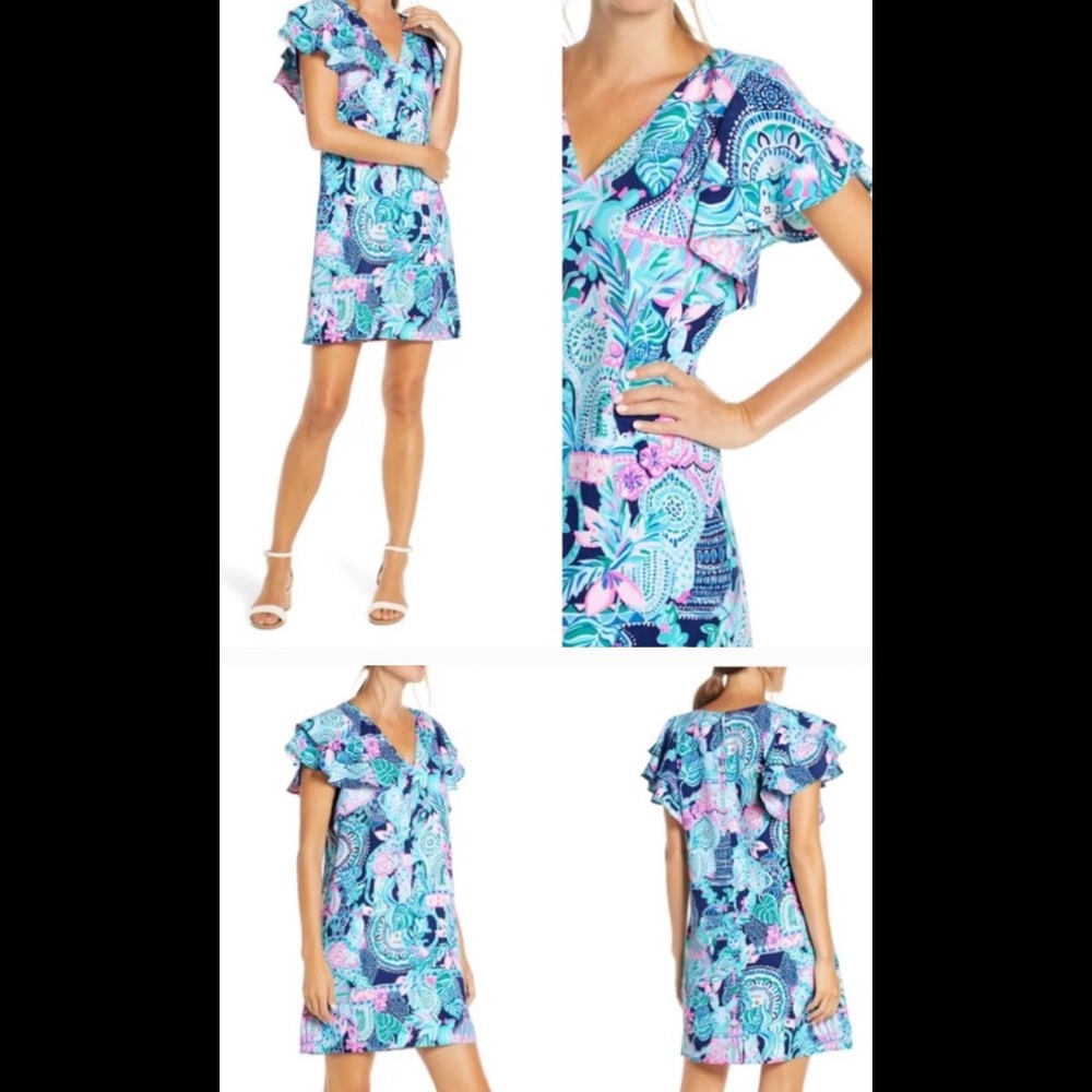 NWT, Lilly Pulitzer Flutter Sleeves Dress, Size 00 - Picture 2 of 8